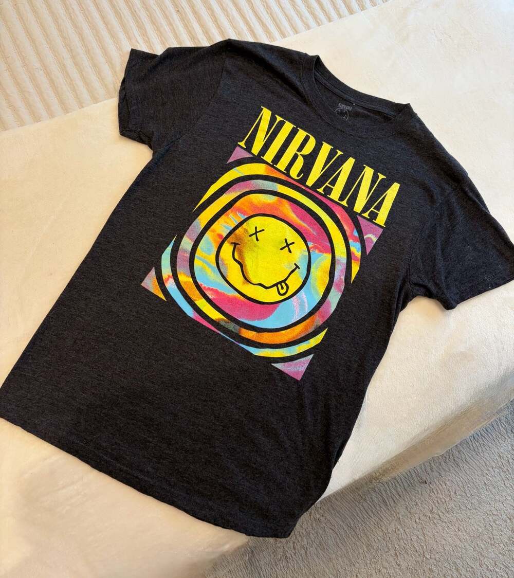 Nirvana Tie-Dye Smiley Face Graphic T-Shirt